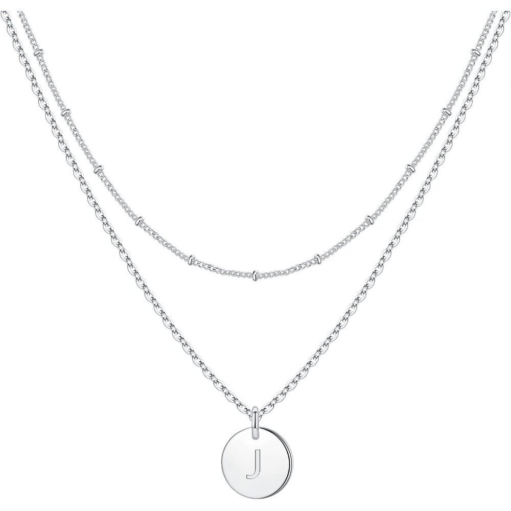 Gold-Plated Double Sided Engraved Coin Necklace 14K Layered Jewelry for Women